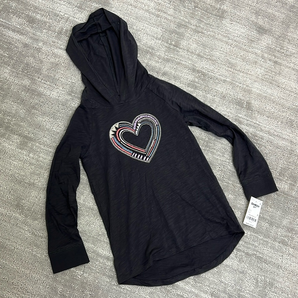 NWT Oshkosh B’gosh longsleeve gray tshirt with heart embroidery